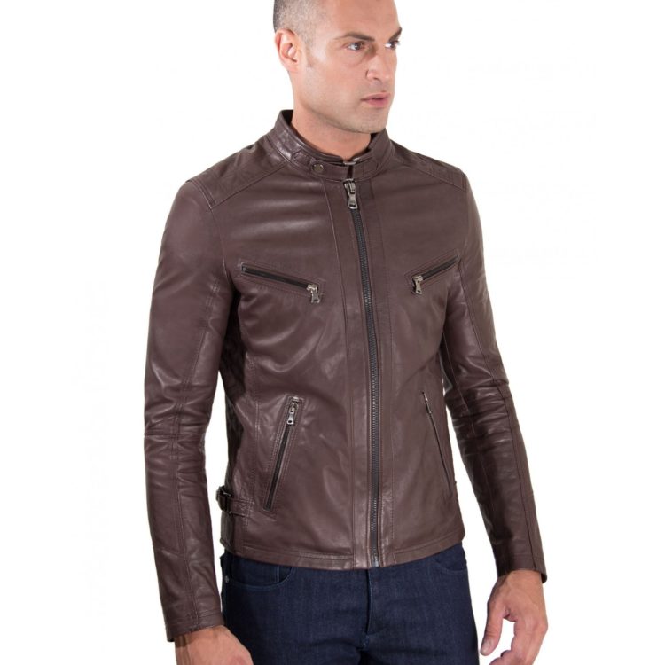 EMILIANY TRAP - Dark Brown Color - Bogotà lamb Quilted Leather Biker Jacket