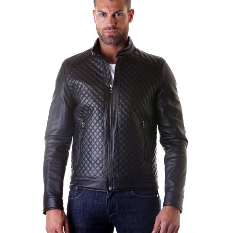 EMILIANY ROMBI - Black Quilted Lamb Leather Biker Jacket