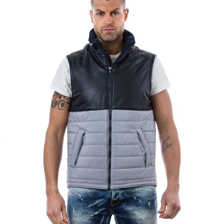 TOMMY - Sleeveless Lamb Fabric And Leather Jacket