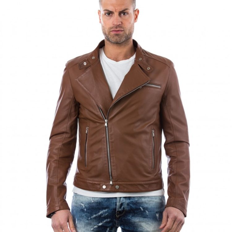 RANIERO CHIODO - Tan Lamb Leather Biker Jacket