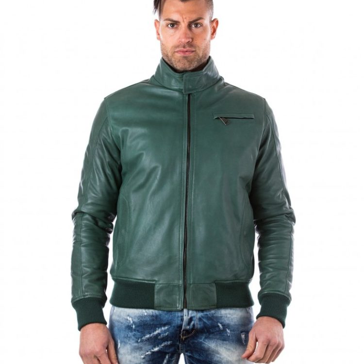 THIN - Green Lamb Leather Bomber Jacket